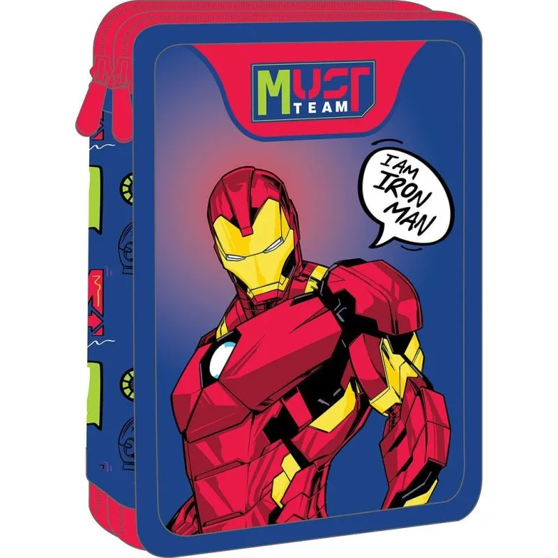 Diakakis - Κασετίνα Διπλή Γεμάτη Must, Iron Man, Blue 506379