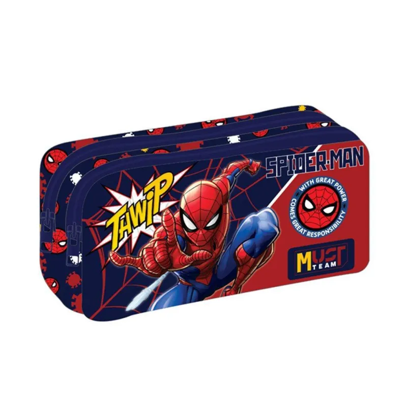 Diakakis - Κασετίνα Βαρελάκι 2 Φερμουάρ Must, Spiderman Thwip 508561