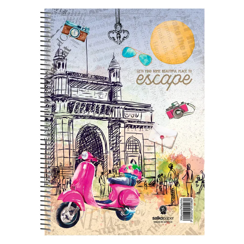 Salko Paper - Τετράδιο Escape B5, 2 Θέματα 60 Φύλλα Scooter Pink 5502