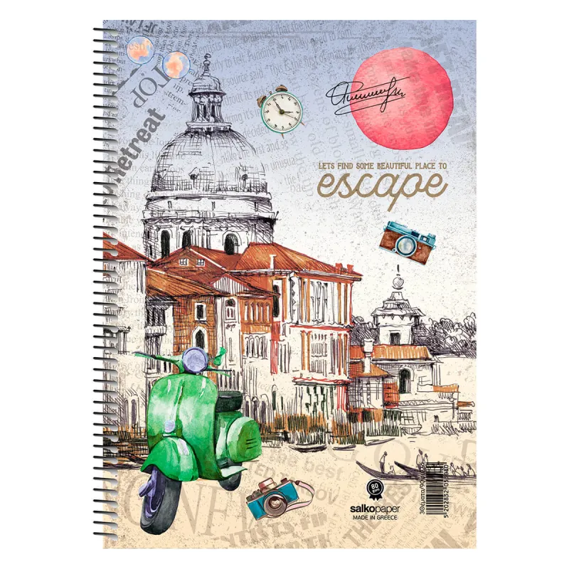Salko Paper - Τετράδιο Escape B5, 2 Θέματα 60 Φύλλα Scooter Green 5502