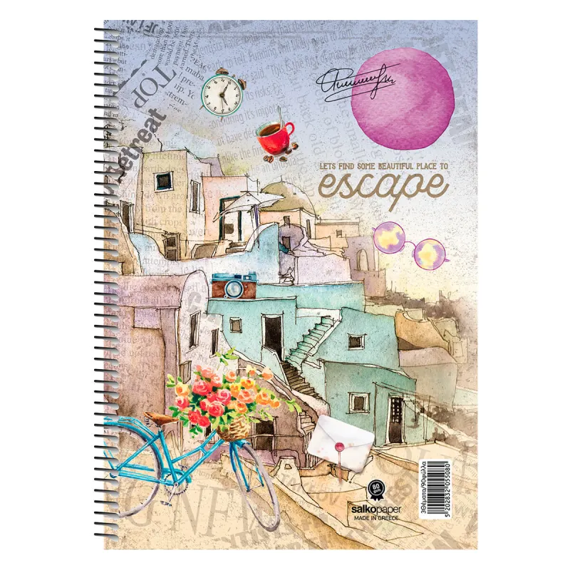 Salko Paper - Τετράδιο Escape B5, 2 Θέματα 60 Φύλλα Bike 5502