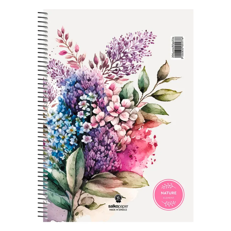 Salko Paper - Τετράδιο Nature B5, 2 Θέματα 60 Φύλλα, Pink 5572