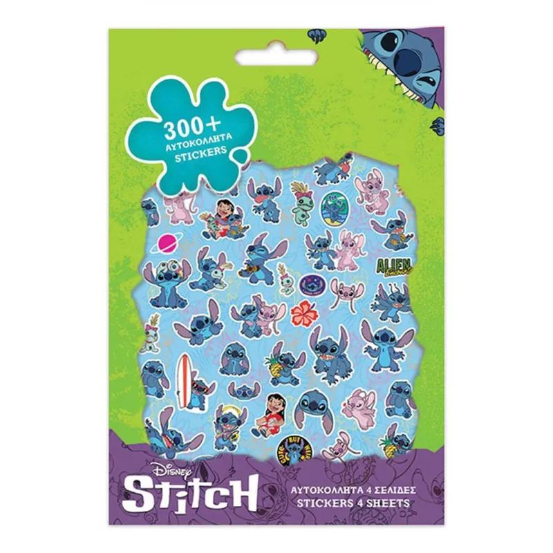 Diakakis - Αυτοκόλλητα Disney Lilo & Stitch, Μπλοκ 300 Τμχ 564546