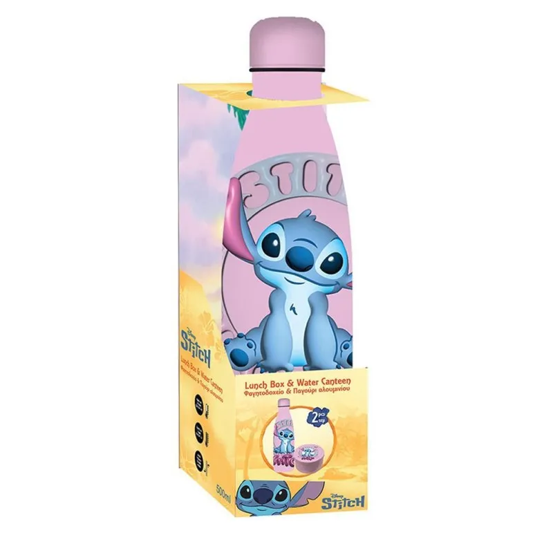 Diakakis - Σετ Φαγητοδοχείο PP 130ml Και Παγούρι Ανοξείδωτο 500ml, Stitch 565924