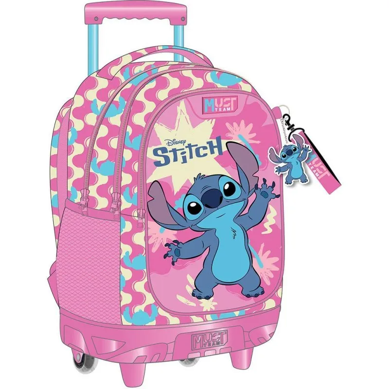 Diakakis - Σακίδιο Τρόλεϊ Δημοτικού Must 3 Θήκες, Stitch, Pink 565972