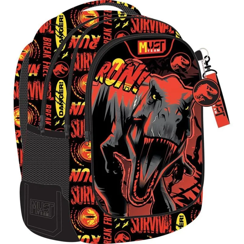 Diakakis - Τσάντα Πλάτης Δημοτικού Must 3 Θήκες, Jurassic Run 572019