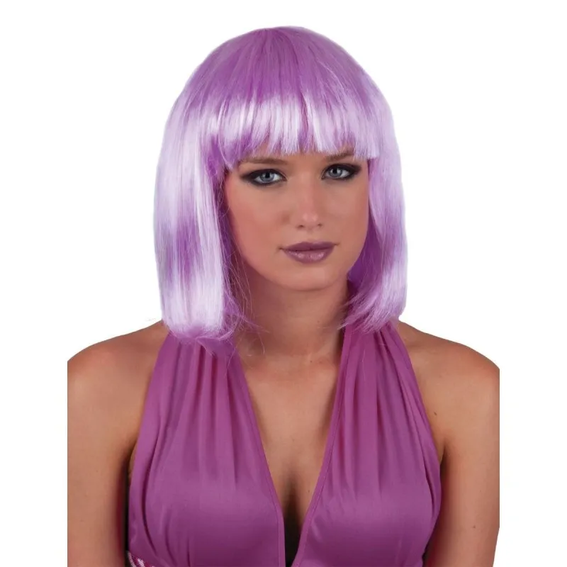 Funny Fashion - Περούκα Καρέ Με Αφέλειες Λιλά 57638