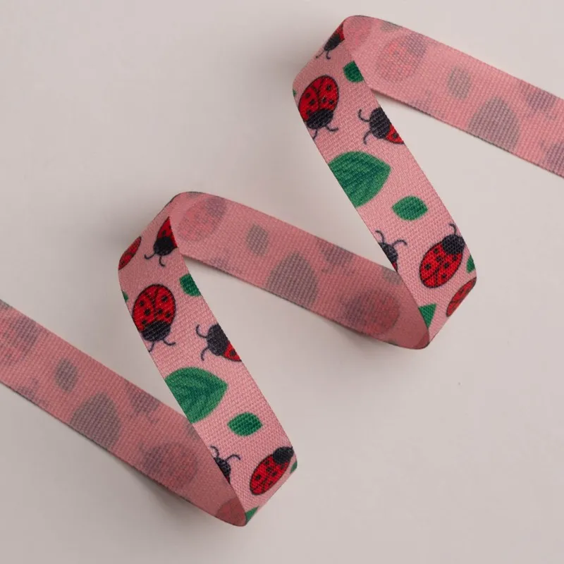 Kyriacou - Κορδέλα Νο5806D, Εκτύπωση 1 Όψη 15mmX20M, Pink Light With Ladybug 5806DXX2-XXXX15-20BUG01