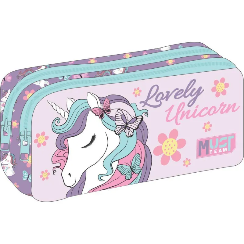 Diakakis - Κασετίνα Βαρελάκι 2 Φερμουάρ, Must, Lovely Unicorn 586283