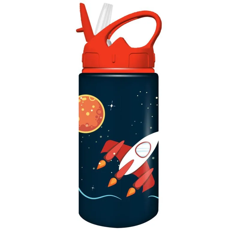 Diakakis - Παγούρι Αλουμινίου Με Καλαμάκι Must, Rocket Fun 500 ml 586450