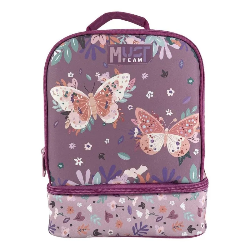 Diakakis - Τσαντάκι Φαγητού Ισοθερμικό Must 2 Θήκες, Butterflies Lilac 587225