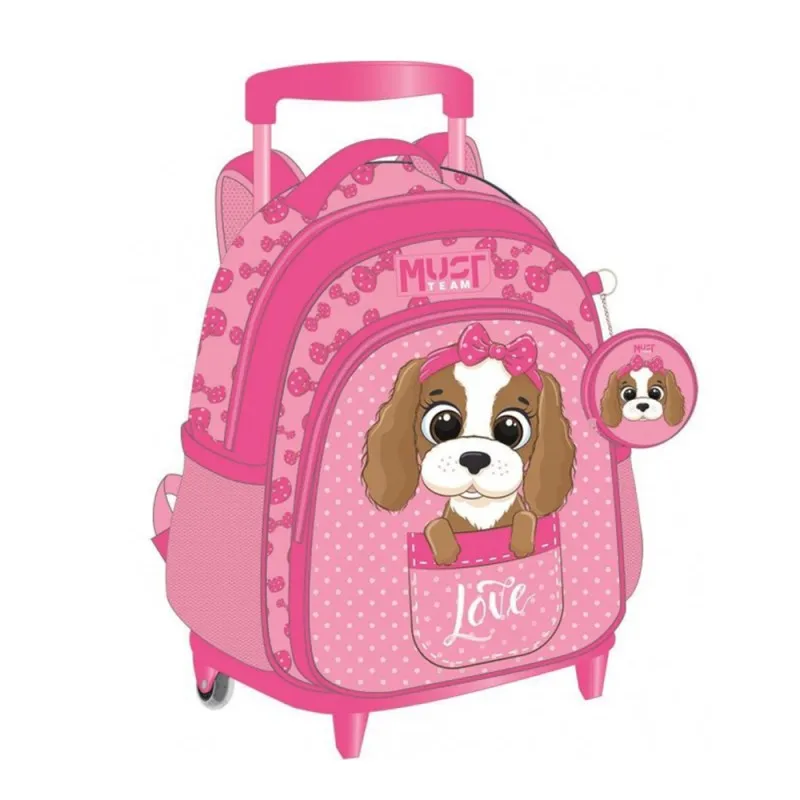 Diakakis – Τσάντα Τρόλεϊ Νηπιαγωγείου Must 2 Θήκες, Dog With Pink Bow 587294