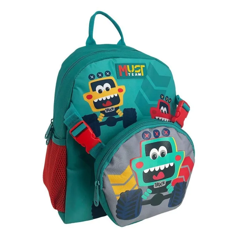 Diakakis – Τσάντα Πλάτης Νηπιαγωγείου Must Με 1 Θήκη, Με Αποσπώμενο Τσαντάκι Μέσης & Ώμου, Trucks 587538