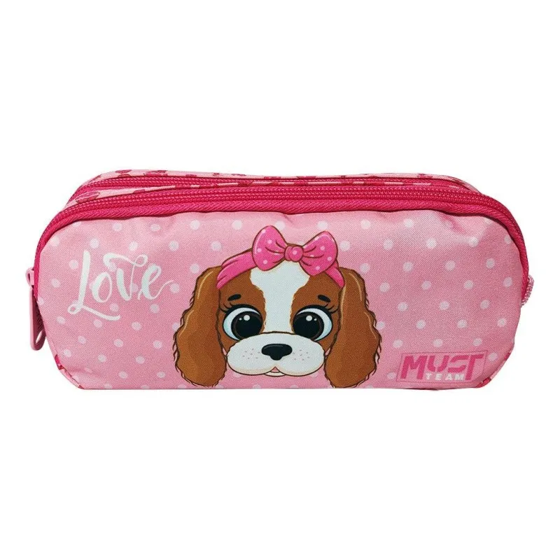 Diakakis - Κασετίνα Βαρελάκι 2 Φερμουάρ Must, Dog With Pink Bow 587562