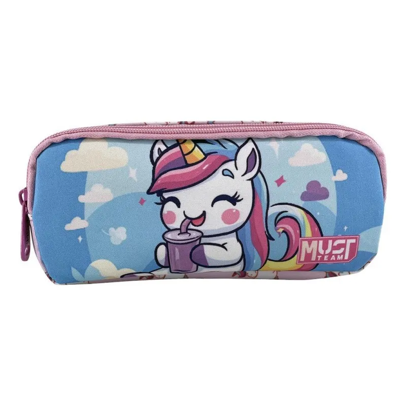 Diakakis - Κασετίνα Βαρελάκι 2 Φερμουάρ Must, Cute Unicorn 587564
