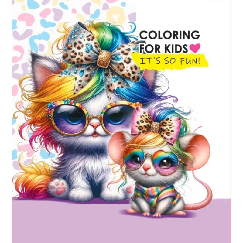 Coloring Page, Kitten With Mouse