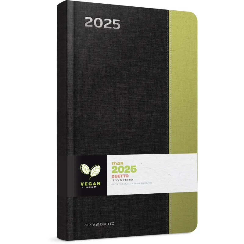 Unipap - Ημερήσιο Ημερολόγιο Duetto 2025, 13x21 Black-Green 625-1113-83