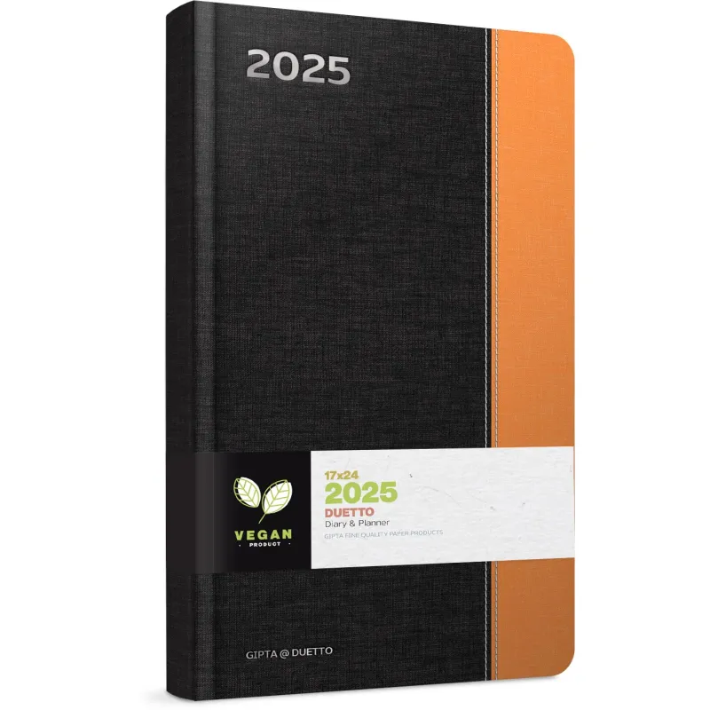 Unipap - Ημερήσιο Ημερολόγιο Duetto 2025, 13x21 Black-Orange 625-1113-84