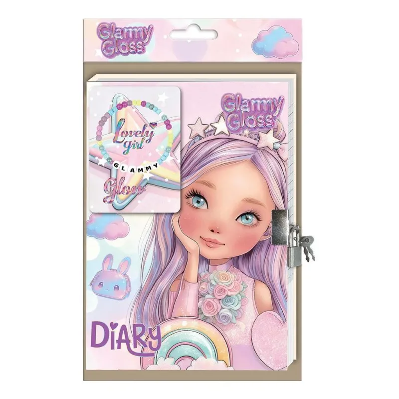 Diakakis - Glammy Gloss, Ημερολόγιο 60 Φύλλα Με Βραχιόλι Και Κλειδαριά 19,8x19,8εκ 630029