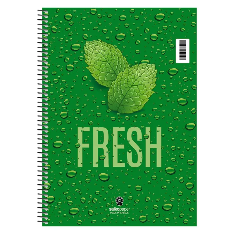 Salko Paper - Τετράδιο Fresh A4, 2 Θέματα 60 Φύλλα Πράσινο 6507
