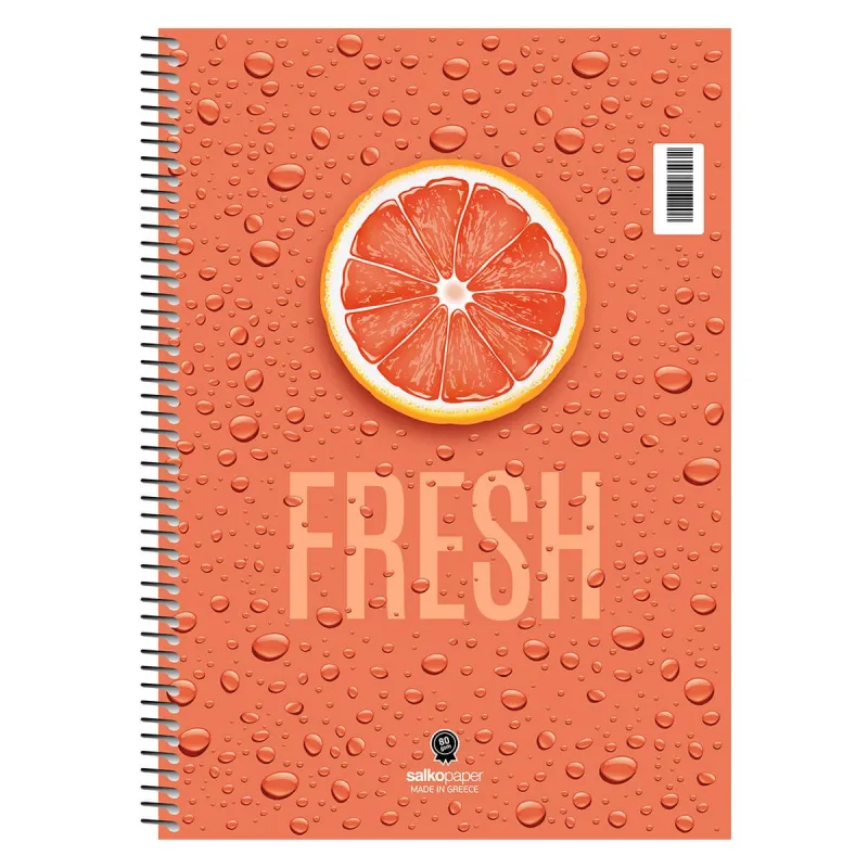Salko Paper - Τετράδιο Fresh A4, 2 Θέματα 60 Φύλλα Πορτοκαλί 6507