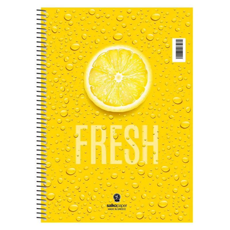 Salko Paper - Τετράδιο Fresh A4, 2 Θέματα 60 Φύλλα Κίτρινο 6507