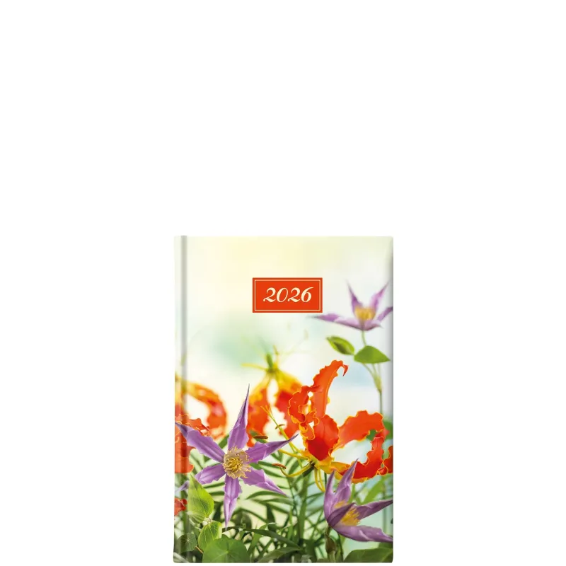 Θεοφύλακτος - Ημερήσιο Ημερολόγιο Fancy 2026, Orange Violet Flowers 11x16.5 68599.003