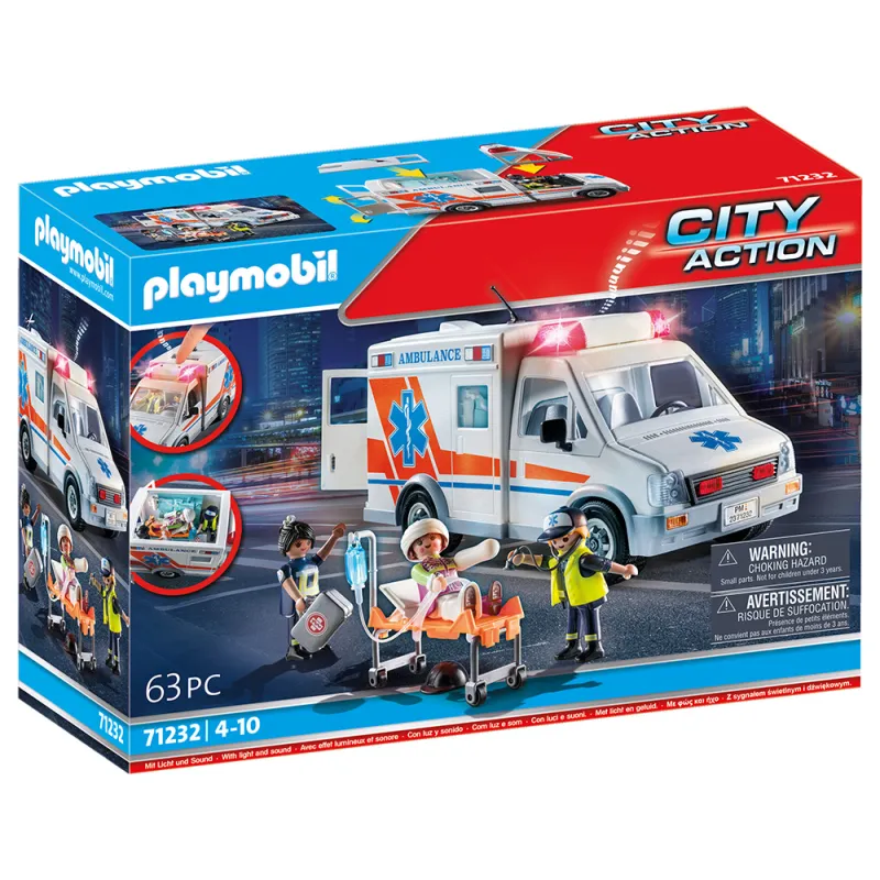 Playmobil City Action - Ασθενοφόρο Με Διασώστες 71232