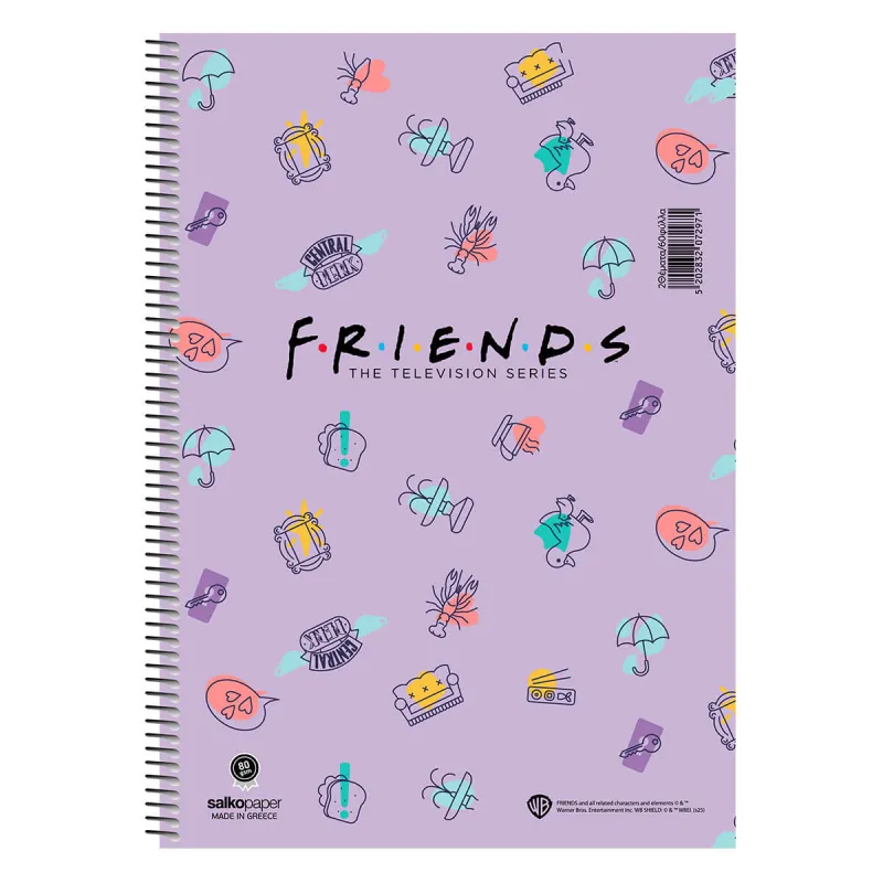 Salko Paper - Τετράδιο Central Perk B5, 2 Θέματα 60 Φύλλα Purple 7292