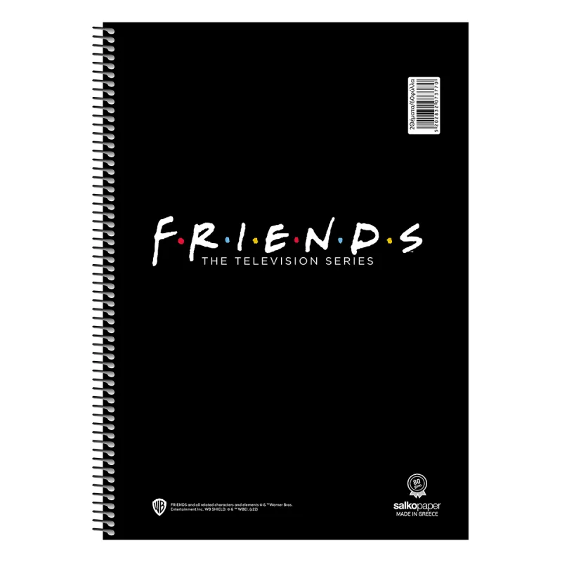 Salko Paper - Τετράδιο Friends V1 A4, 3 Θέματα 90 Φύλλα Black 7378