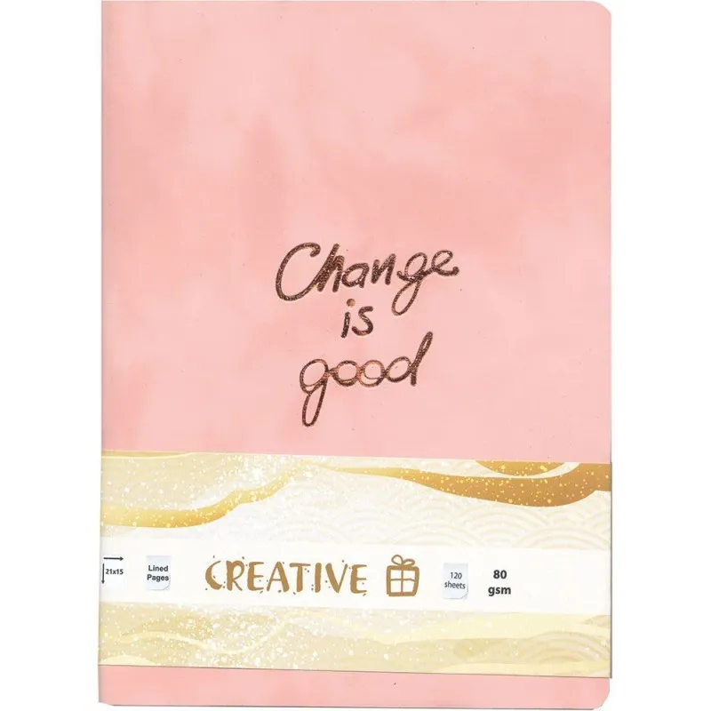 Creative - Τετράδιο Βιβλιοδετημένο Notebook, 15x21 cm, Ριγέ 120 Φύλλα, Change Is Good 778013