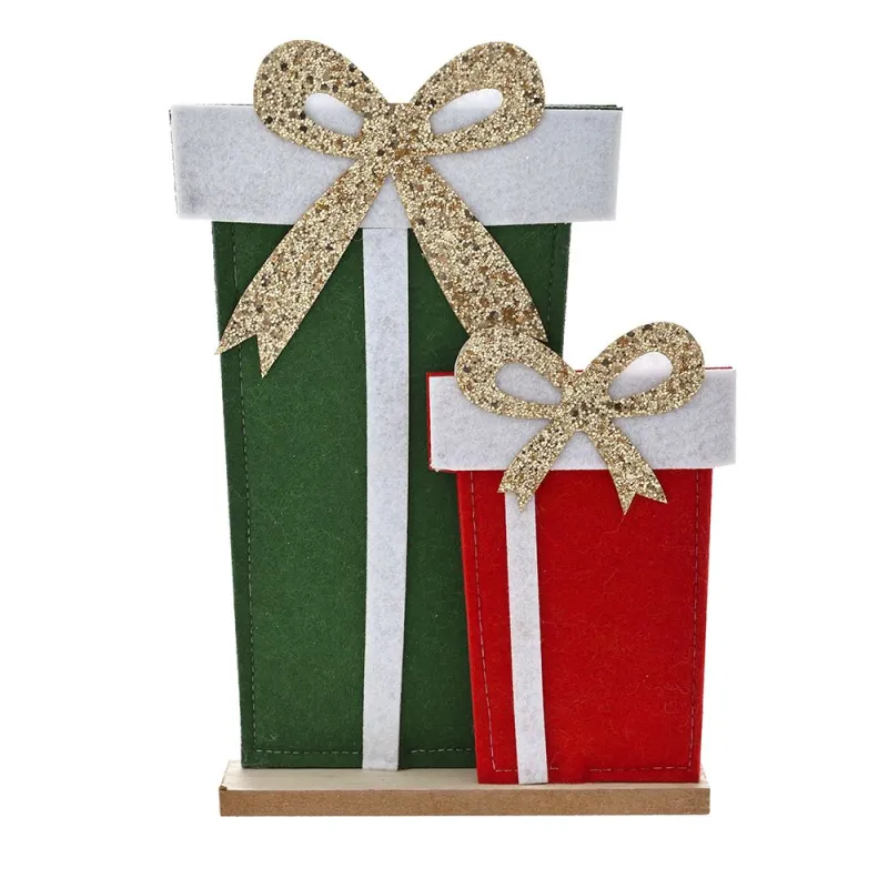 Iliadis - Πράσινο Κόκκινο Τσόχινο Κουτί Δώρου Σε Βάση 16x25εκ 79667