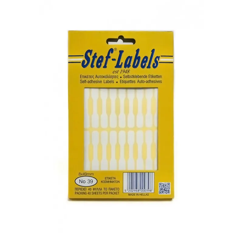 Stef-Labels - Ετικέτες Αυτοκόλλητες No39 8x49mm Πακέτο 40φ. (20 Ετικέτες/Φύλλο) 800039