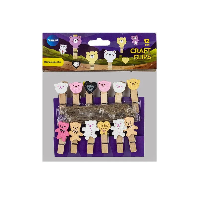 Centrum - Ξύλινα Μανταλάκια, Αρκουδάκια Σετ 12 Τεμαχίων 80334