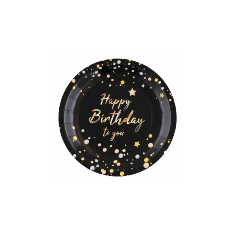 Funny Fashion - Πιάτα Πάρτι Happy Birthday Μαύρο 80338