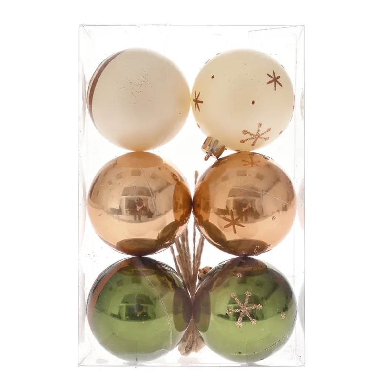 Iliadis - Πλαστικές Μπάλες Σετ 6 Τεμ, Πράσινες/Κρεμ/Μπρονζέ 6εκ 81710