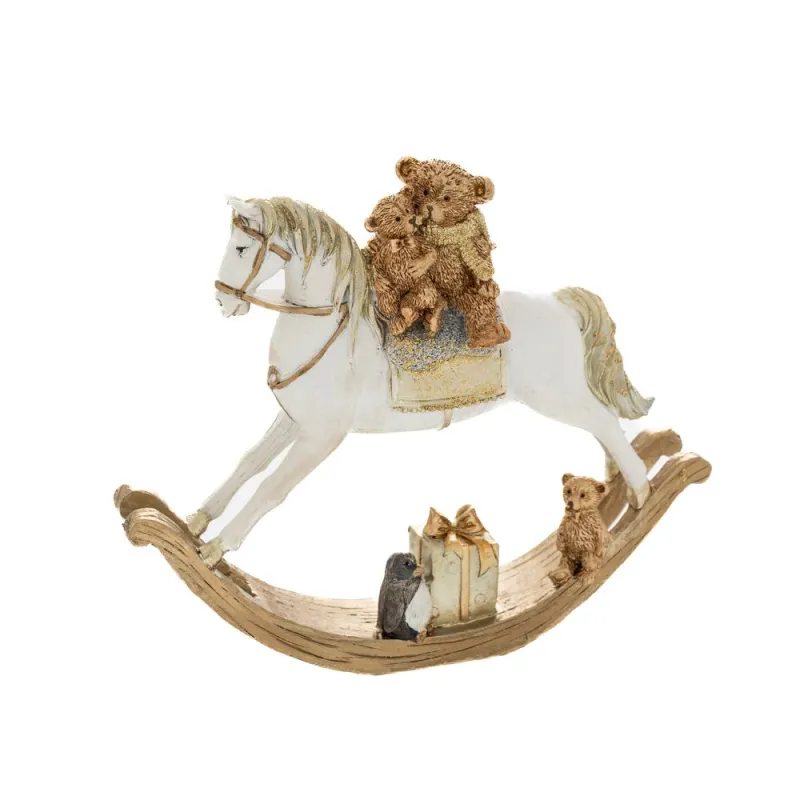 Iliadis - Άσπρο Και Χρυσό Πολυρέζιν Αλογάκι 21x5x18εκ 81916