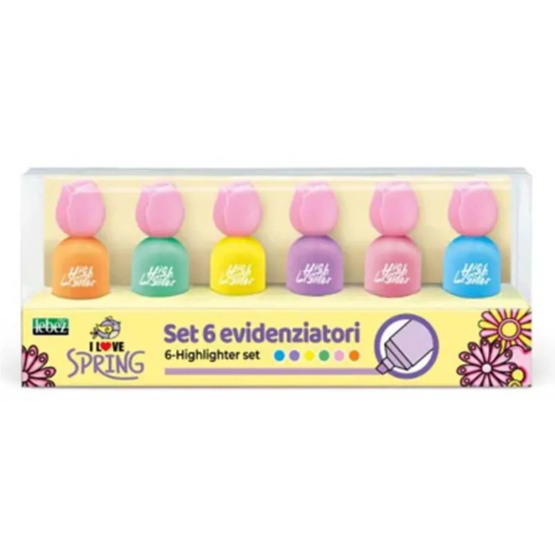 Lebez - Μαρκαδόρος Υπογράμμισης, Pastel Puffy Tulips 6 Τμχ 82230
