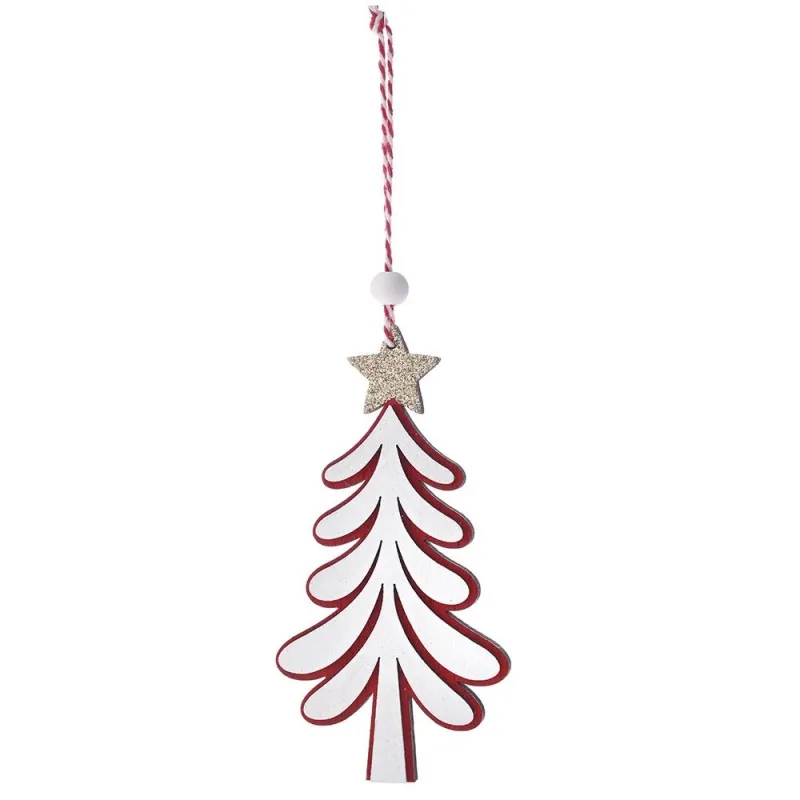 Iliadis - Λευκό Ξύλινο Κρεμαστό Δεντράκι, Λευκό 6x12εκ 83352