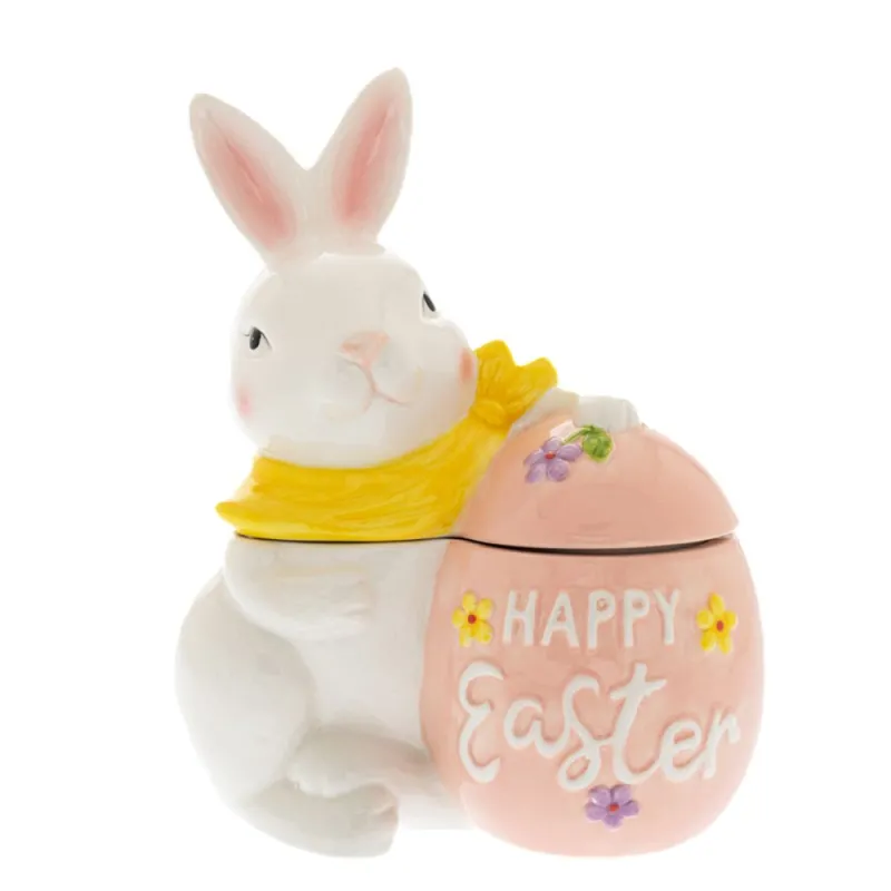 Iliadis - Κεραμικός Λαγός Με Σομών Αυγό Με Καπάκι 18x10x23εκ 85547