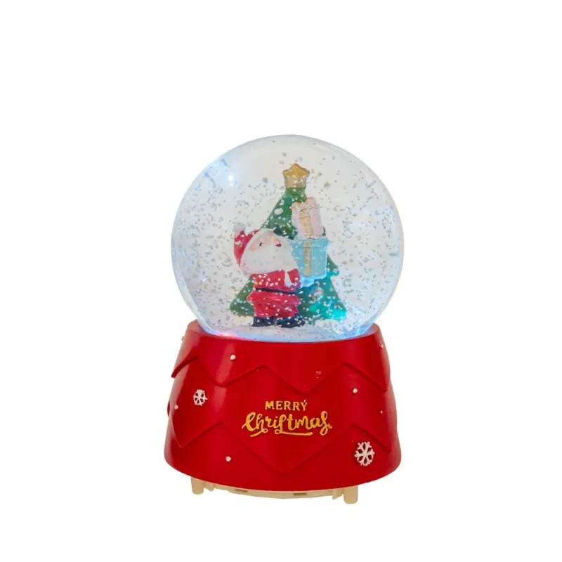 Iliadis - Κόκκινη Πολυρέζιν Φωτιζόμενη Νερόμπαλα Με Άγιο Βασίλη Και Μουσική  88740