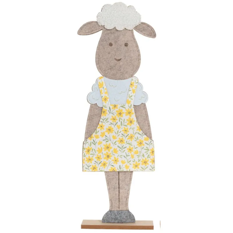 Iliadis - Τσόχινο Πρόβατο Σε Ξύλινη Βάση, Κίτρινο 17,5x6x49,5εκ 89467