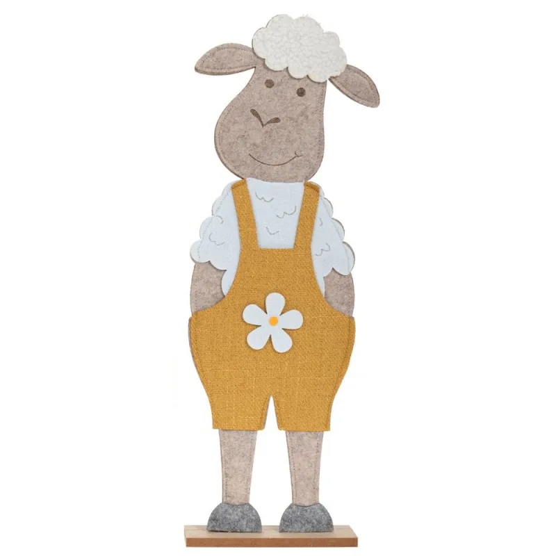 Iliadis - Τσόχινο Πρόβατο Σε Ξύλινη Βάση, Κίτρινο 17,5x6x49,5εκ 89467