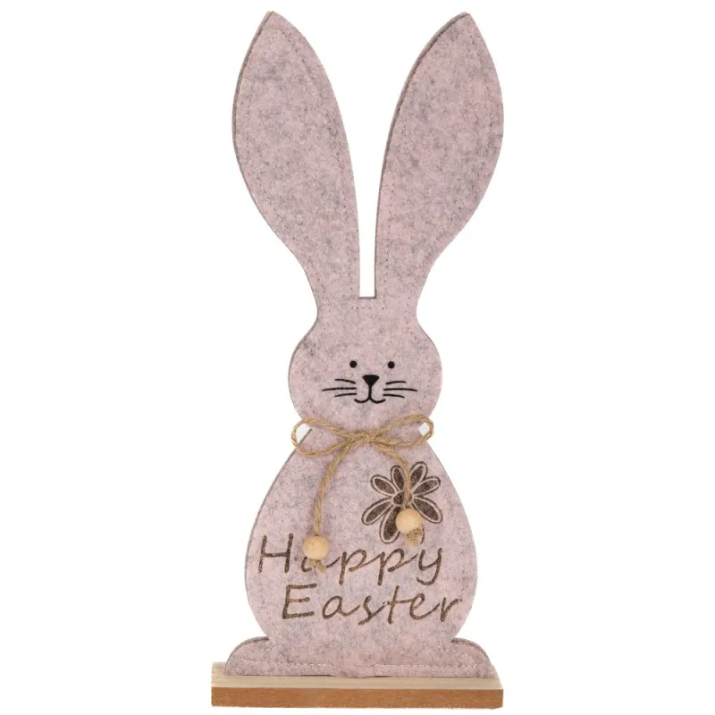 Iliadis - Τσόχινος Λαγός Σε Ξύλινη Βάση, Ροζ 12x30εκ 89481