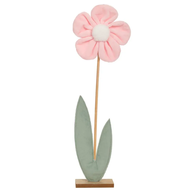 Iliadis - Τσόχινο Λουλούδι Σε Ξύλινη Βάση, Ροζ 11,5x5x23εκ 89489