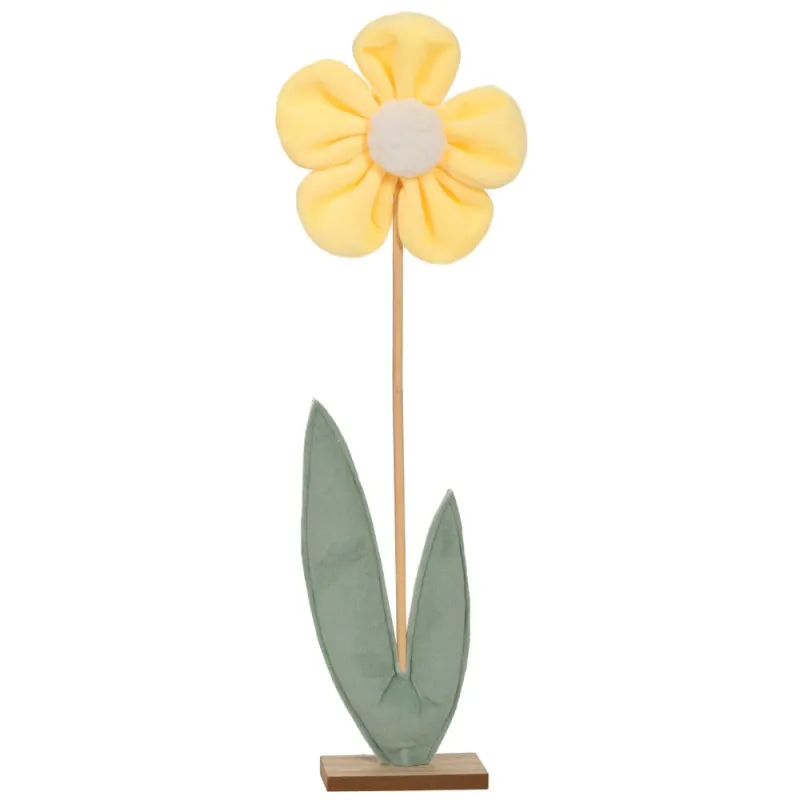 Iliadis - Τσόχινο Λουλούδι Σε Ξύλινη Βάση, Κίτρινο 11,5x5x23εκ 89491