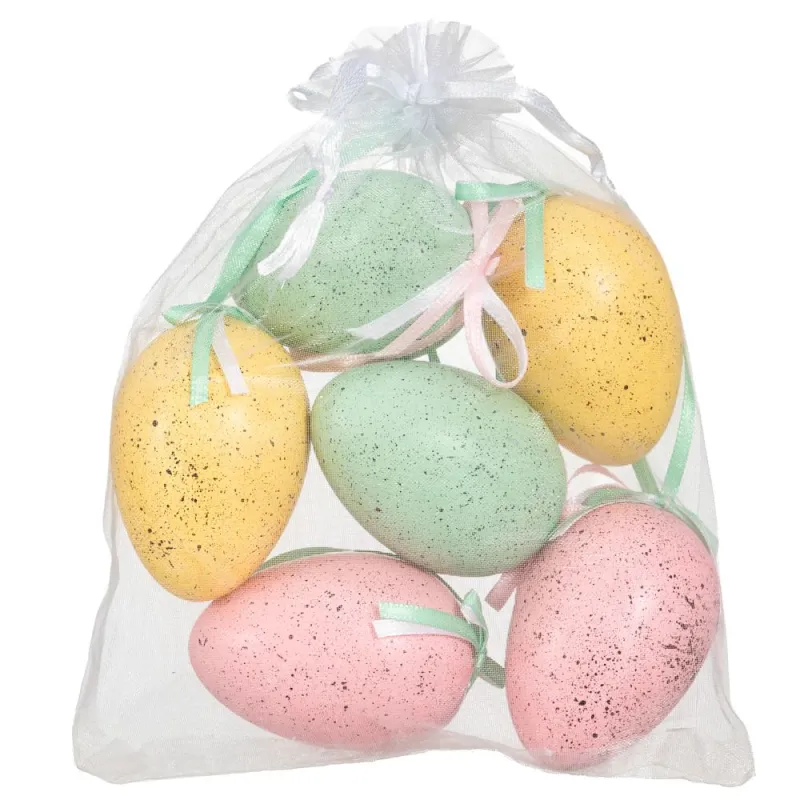 Iliadis - Πλαστικά Αυγά Κρεμαστά 6x4εκ, Σετ 6 Τεμ, Πράσινα/Κίτρινα/Ροζ 89497