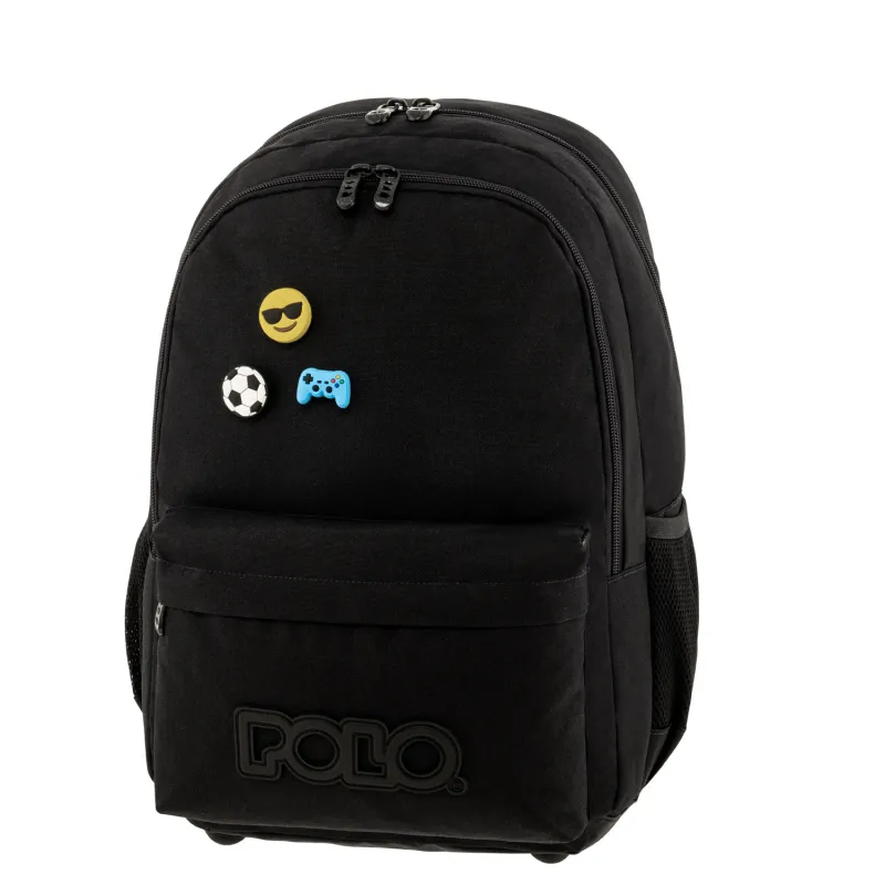 Polo - Σακίδιο Πλάτης Pins, Black 2025 9-01-059-2000 + Δώρο Διορθωτική Ταινία Edding