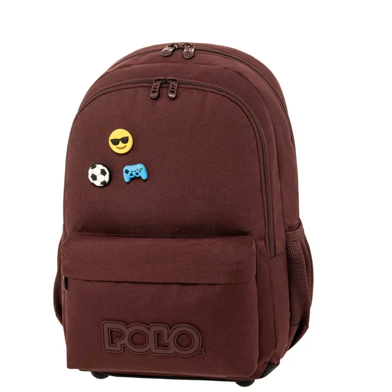 Polo - Σακίδιο Πλάτης Pins, Burgundy 2025 9-01-059-3400 + Δώρο Διορθωτική Ταινία Edding