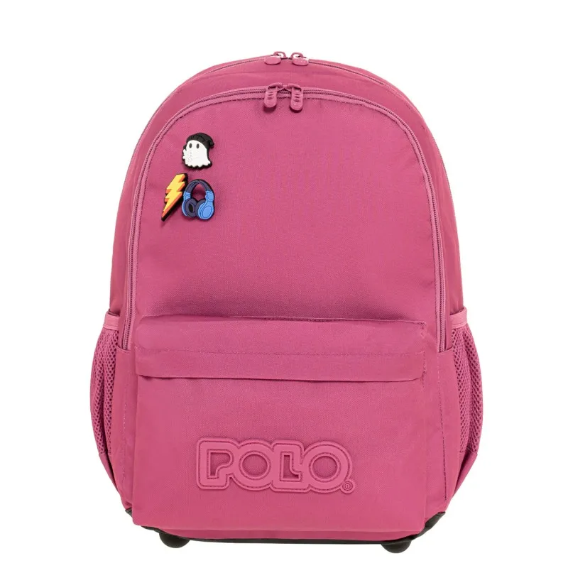 Polo - Σακίδιο Πλάτης Pins, Magenta 2026 9-01-059-4300 + Δώρο Διορθωτική Ταινία Edding